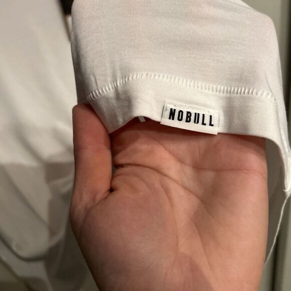 Nobull Mens XL Long Sleeve Shirt White Performance Gym Stretch - Picture 4 of 5